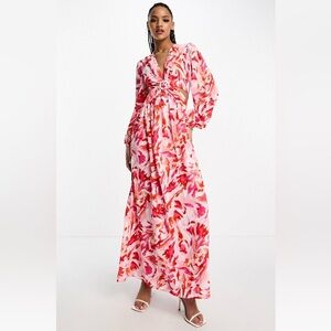 Style Cheat plunge cut-out midaxi dress in abstract print